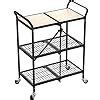 Haus Alchemy Foldable Serving Trolley 3-Tier Rolling Utility Cart ...