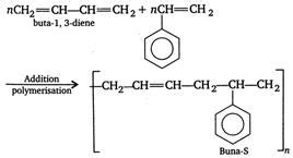 1,3-butadiene and styrene on polymerisation give