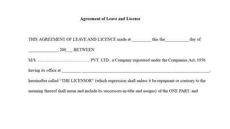 Leave & License Agreement Format (2026): Free Word... | JuriGram
