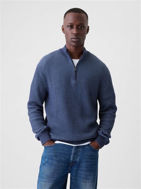 Quarter-Zip Plaited Knit Pullover Sweater | Gap