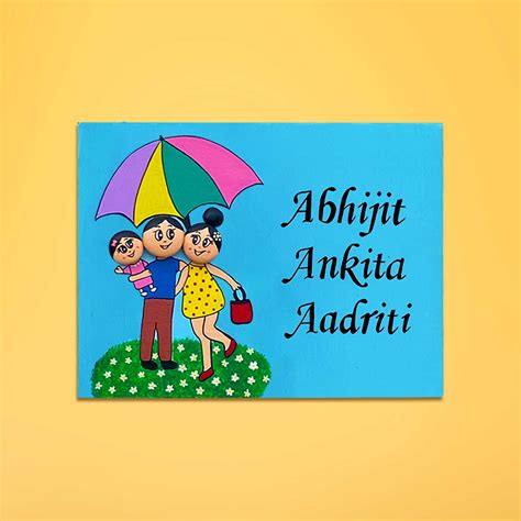 Buy Handpainted Clay Pebble Nameboard for Family Online On Zwende