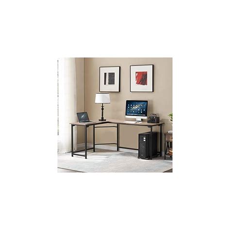 Buy VECELO Modern L-Shaped Corner Computer Desk with CPU Stand/PC ...