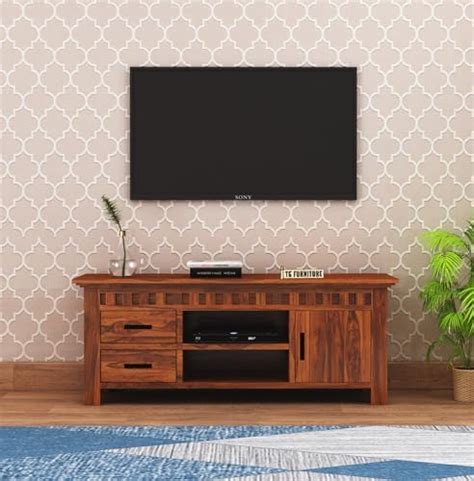 T.G. FURNITURE Sheesham Wood TV Entertainment Unit with Drawer and ...