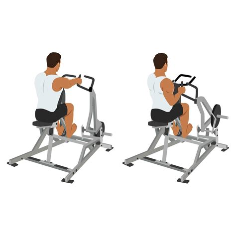 Man doing seated lever machine one arm row exercise. 36086890 Vector Art at Vecteezy