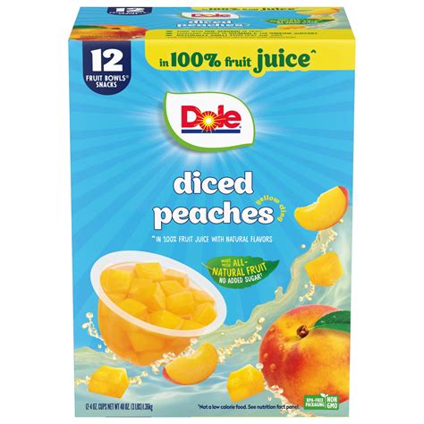 Dole Diced Peaches In 100% Juice^ - Dole Fruit Bowls Snacks - 4 Oz ...