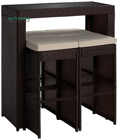 Capone Outdoor Patio Bar Sets 4 Stools and 1 Table (Dark Brown) – Sun ...