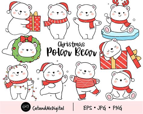 Christmas Polar Bear Clipart Bear Clipart Holiday Clipart Christmas ...