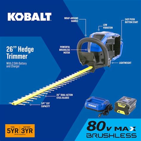Kobalt 80-volt 26-in Battery Hedge Trimmer 2 Ah (Battery and Charger ...