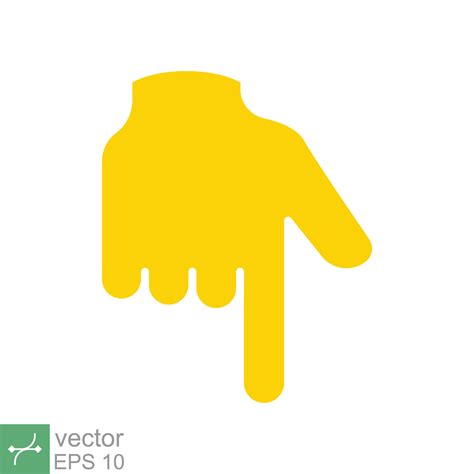 Yellow backhand index pointing down icon. Simple flat style. Hand, down ...