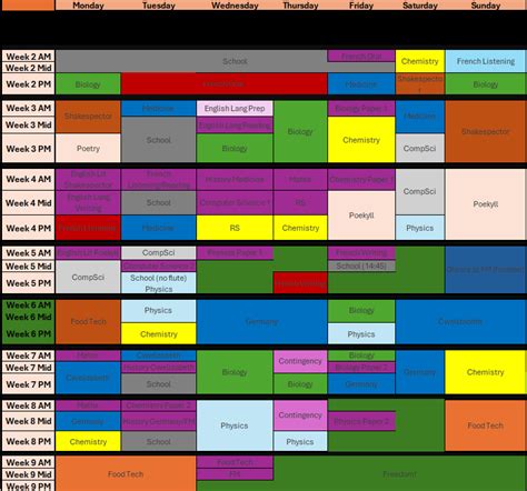 Image result for GCSE Revision Timetable Example