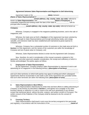 Sales Representative Agreement - Blank Fillable Template | Fill Out ...