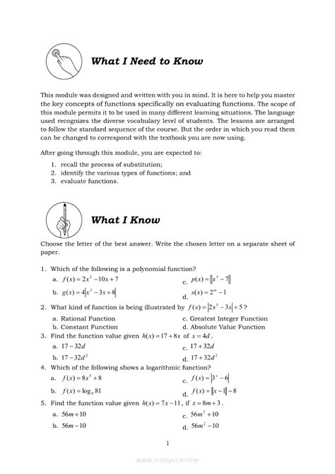 Evaluating Functions Lesson Module 2 的图像结果