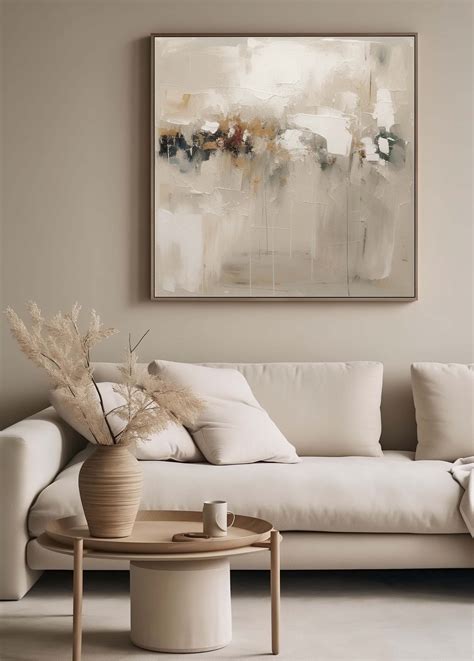 Large Brown And Beige Texture Painting Minimalist Beige Wall Art White ...