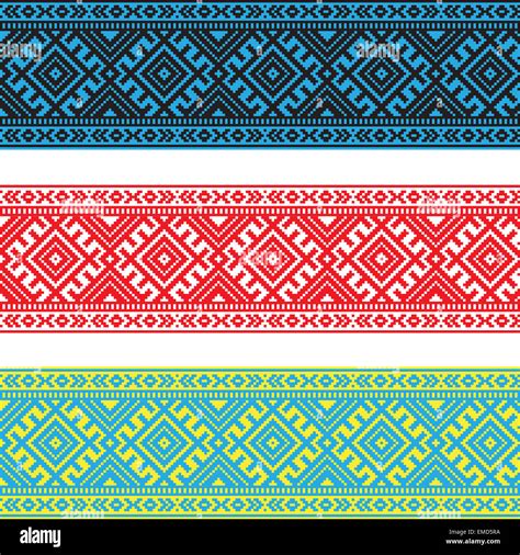Set of Ethnic ornament pattern in different colors. Vector illustration ...