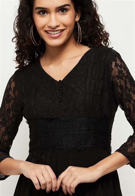 Buy Women Textured A-Line Lace Dress Online at just Rs. 1399.0 ...