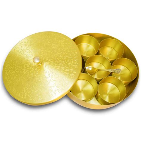Masala Box, Brass Masala Dabba, Spice Container with 7 Compartments, 7 ...
