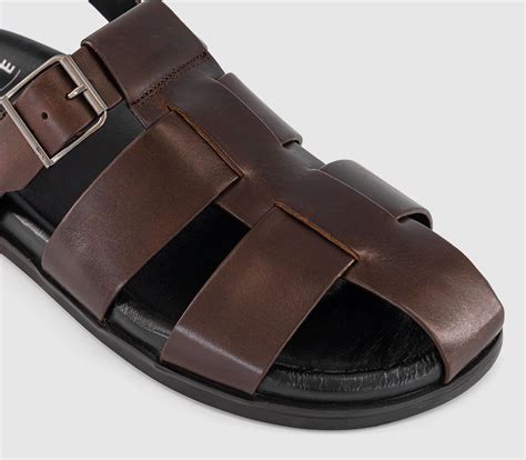 OFFICE Sullivan Leather Fisherman Sandals Brown Leather - Men's Leather ...