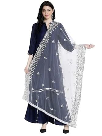 Buy Clora Creation Embellished Net Dupatta, CC41056 (Silver) at Amazon.in