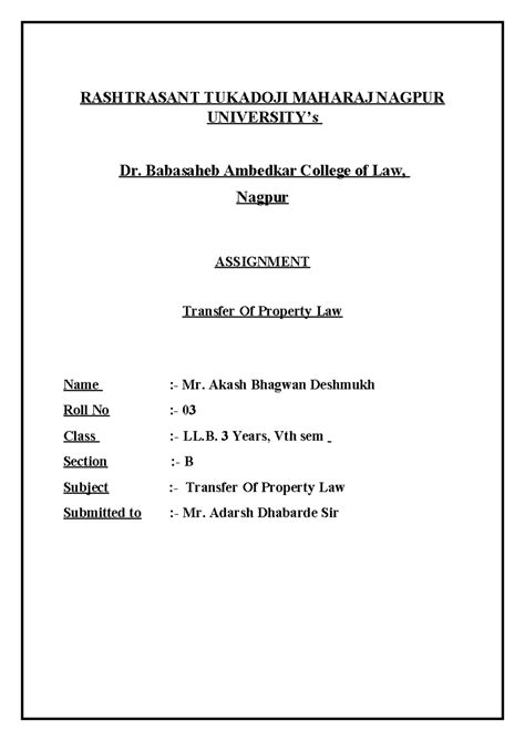 Actionable Claim Under Transfer Of Property Act - RASHTRASANT TUKADOJI ...