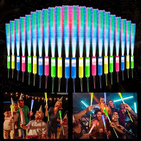 Sweetone Pack of 24 LED Light Sticks, LED Light Sticks, Fibre Optic ...