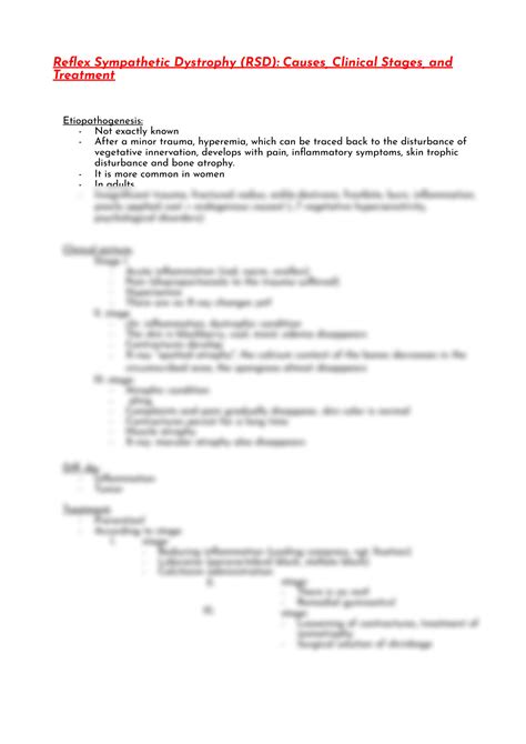 SOLUTION: Reflex sympathetic dystrophy rsd causes clinical stages and treatment - Studypool
