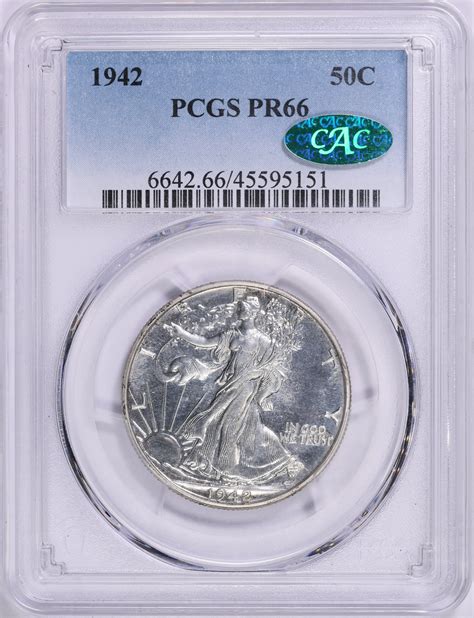 1942 Walking Liberty Half Dollar PCGS Proof-66 (CAC Green) (Item ...