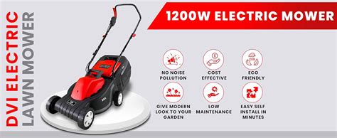 DVI 1200W Electric Lawn Mower 12 Inch Blade with 35L Grass Catcher Box ...