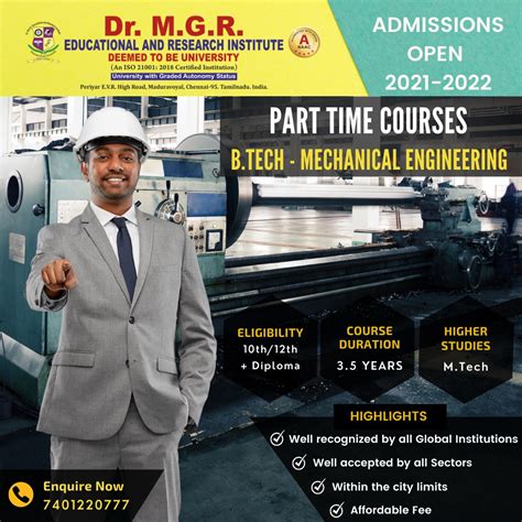 Part Time Courses Admission(2023 - 2024) - Dr.M.G.R. Educational and ...