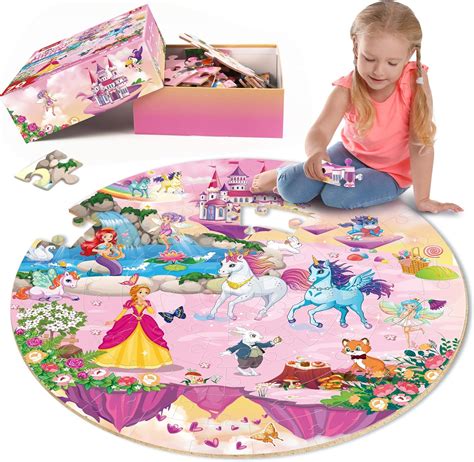 Amazon.com: SYNARRY Unicorn Princess Mermaid Fairy Floor Puzzle for ...