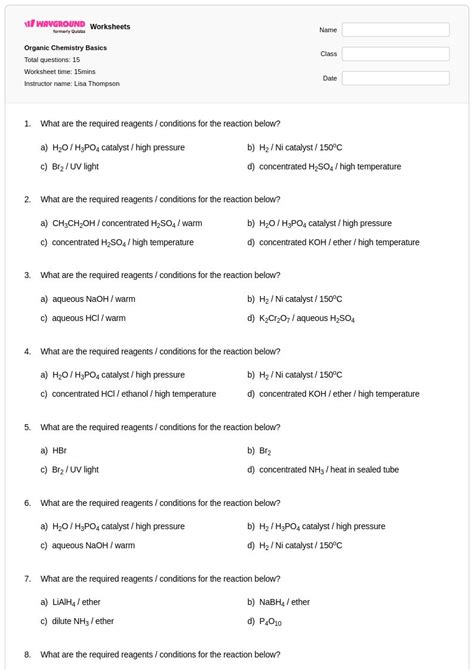 50+ Organic Chemistry worksheets for Class 12 on Wayground | Free ...