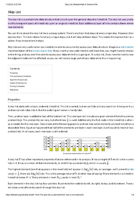 Skip List Brilliant Math & Science - Skip List The skip list is a ...