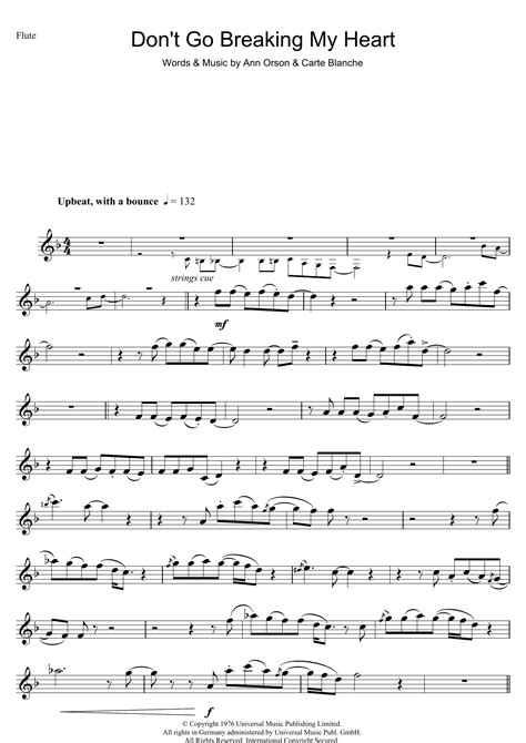 Don't Go Breaking My Heart by Elton John Sheet Music for Flute Solo at ...