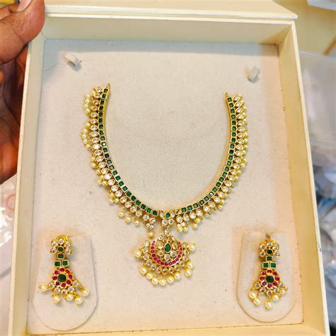 Real Kemp stones gold antique finish necklace set – Kankanam - South ...