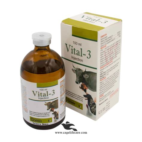 Vital-3 Injection - Vitamins A, D3 & E for Livestock and Pet - Cage ...
