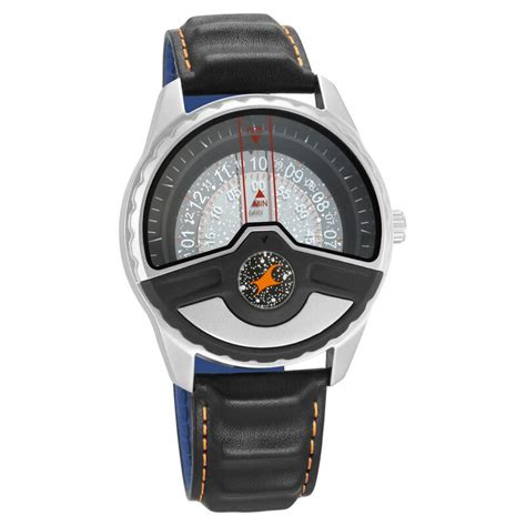 Buy Online Fastrack Space Rover Quartz Analog Grey Dial Leather Strap ...