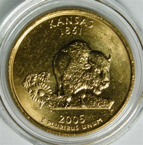 2005-P 24K Gold-Layered Kansas Commemorative State Quarter - In Plastic ...