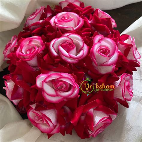 Red and White Rose Hair Accessories-G3792 – vrikshamindia