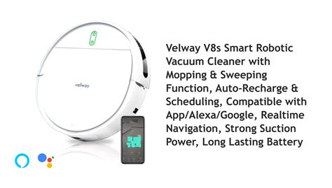 Velway V8s Smart Robotic Vacuum Cleaner Wet and Dry with High Suction ...