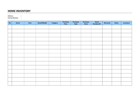 Printable home inventory spreadsheet - orthoquest