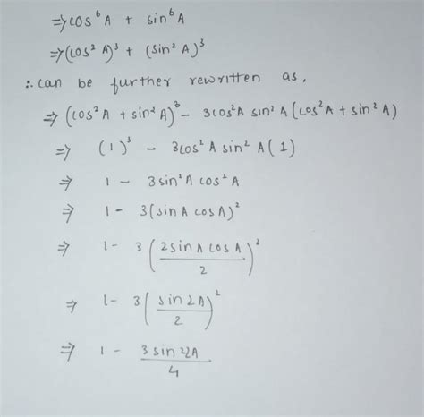 cos power 6 A sin power 6 a in terms of sin 2a - Brainly.in