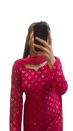 Buy In.CottoM Womens Mirror Work Georgette Cotton Lining Attached Full ...