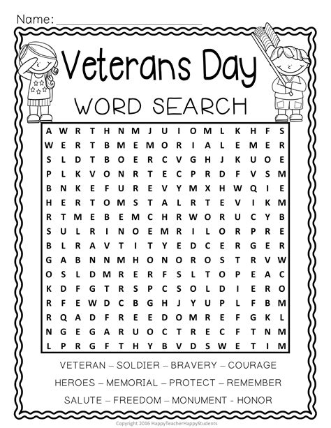Free Printable Veterans Day Word Search - Printable Word Searches
