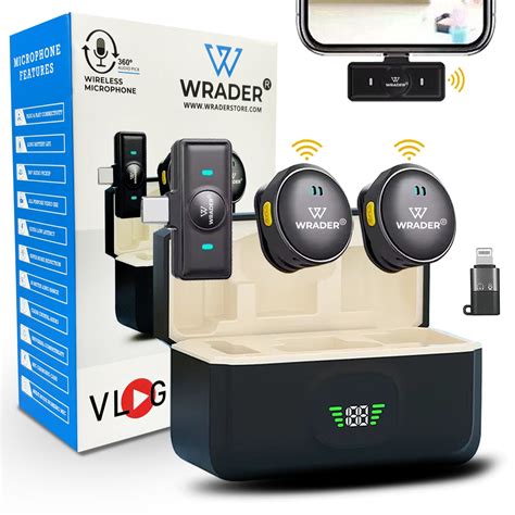 Wrader Q8 Wireless Microphone | Dual Mic Set with Noise Cancellation ...