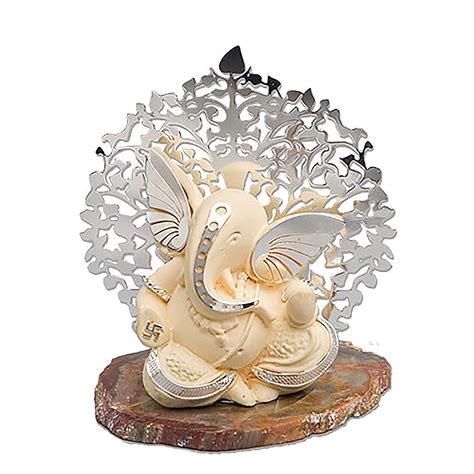 Buy Silver Plated Lord Ganesha with Tree of Life for Diwali, Wedding ...