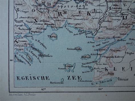 BULGARIA Old Map of Bulgaria - Antique Print About Bulgarian Area Sofia Plovdiv Varna Burgas ...