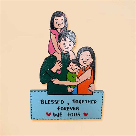 Buy Personalized Family Theme MDF Wood Fridge Magnet Online On Zwende