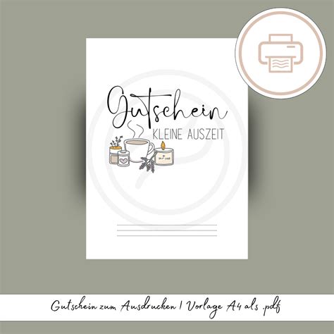 Gutschein Kleine Auszeit zum Ausdrucken