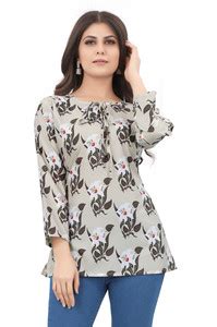 THETOP Casual Printed Women Grey Top - Buy THETOP Casual Printed Women ...