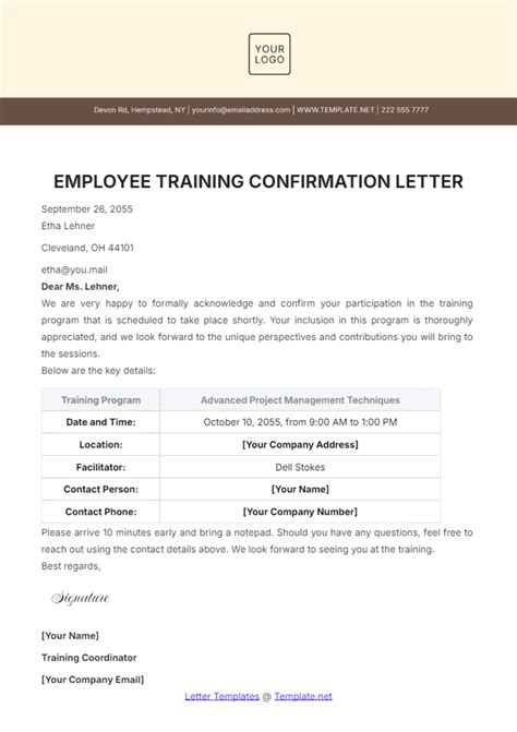 Free Confirmation Letter Templates, Editable and Printable