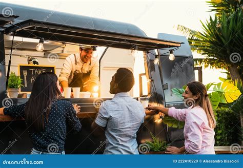 Young People Buying Meal from Street Food Truck Stock Image - Image of ...